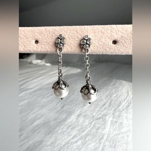 Brighton drop post earrings with pearly accent and crystals